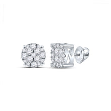  14k White Gold Womens Round Diamond Cluster Earrings 1/4 Cttw
