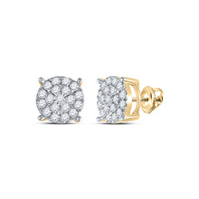  14k Yellow Gold Womens Round Diamond Cluster Earrings 1 Cttw
