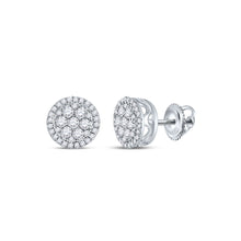  14k White Gold Womens Round Diamond Cluster Earrings 3/8 Cttw
