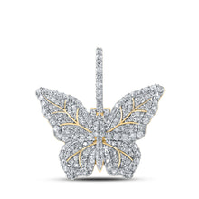  14k Yellow Gold Mens Round Diamond Butterfly Charm Pendant 1-1/2 Cttw