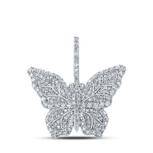  14k White Gold Mens Round Diamond Butterfly Charm Pendant 1-1/2 Cttw