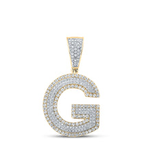  14k Two-tone Gold Mens Round Diamond G Initial Letter Charm Pendant 7/8 Cttw