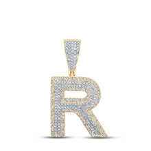  14k Two-tone Gold Mens Round Diamond R Initial Letter Charm Pendant 1 Cttw