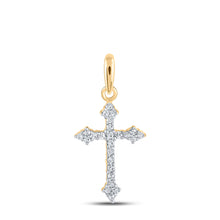  10k Yellow Gold Womens Round Diamond Cross Pendant 1/10 Cttw