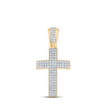  10k Yellow Gold Mens Round Diamond Cross Charm Pendant 1 Cttw