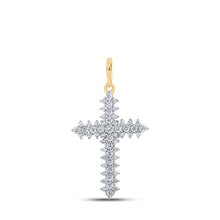  10k Yellow Gold Womens Round Diamond Cross Pendant 1/3 Cttw