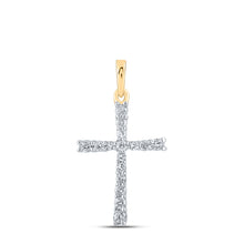  10k Yellow Gold Womens Round Diamond Cross Pendant 1/6 Cttw
