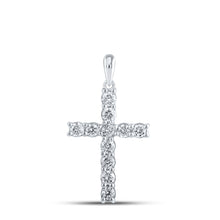  10k White Gold Womens Round Diamond Cross Pendant 3/4 Cttw