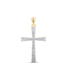  10k Yellow Gold Womens Round Diamond Cross Pendant 3/8 Cttw