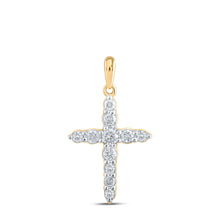  10k Yellow Gold Womens Round Diamond Cross Pendant 3/8 Cttw