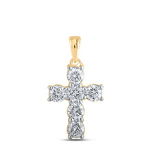  10k Yellow Gold Womens Round Diamond Cross Pendant 1 Cttw