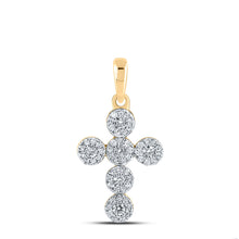  10k Yellow Gold Womens Round Diamond Cross Pendant 1/4 Cttw