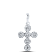  10k White Gold Womens Round Diamond Cross Pendant 1/4 Cttw