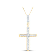  10k Yellow Gold Womens Round Diamond Cross Pendant 1/10 Cttw