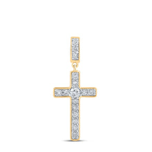  10k Yellow Gold Womens Round Diamond Cross Pendant 3/4 Cttw