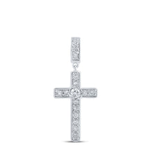  10k White Gold Womens Round Diamond Cross Pendant 3/4 Cttw