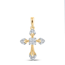  10k Yellow Gold Womens Round Diamond Cross Pendant 1/6 Cttw