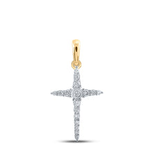  10k Yellow Gold Womens Round Diamond Cross Pendant 1/6 Cttw