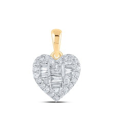  10k Yellow Gold Womens Baguette Diamond Heart Pendant 3/8 Cttw