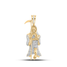  10k Yellow Gold Mens Round Diamond Grim Reaper Charm Pendant 3/4 Cttw