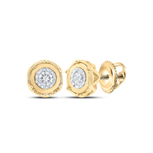  10k Yellow Gold Womens Round Diamond Cluster Earrings 1/8 Cttw