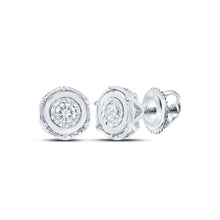  10k White Gold Womens Round Diamond Cluster Earrings 1/8 Cttw