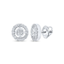  10k White Gold Womens Round Diamond Circle Earrings 1/4 Cttw