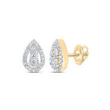  10k Yellow Gold Womens Round Diamond Teardrop Earrings 1/5 Cttw