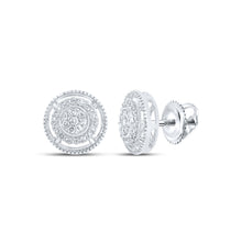  10k White Gold Womens Round Diamond Circle Earrings 1/4 Cttw