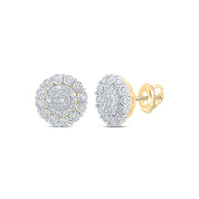  10k Yellow Gold Womens Round Diamond Circle Earrings 1/3 Cttw