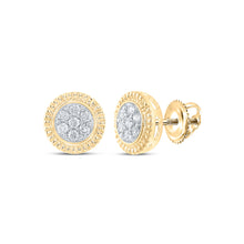  10k Yellow Gold Womens Round Diamond Flower Cluster Earrings 1/4 Cttw