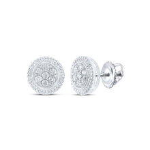 10k White Gold Womens Round Diamond Flower Cluster Earrings 1/4 Cttw