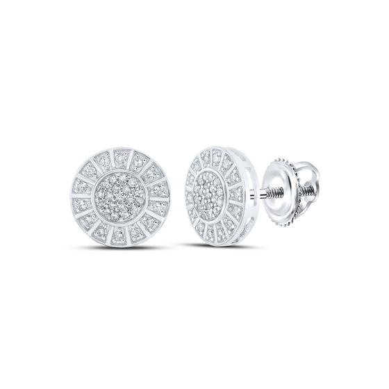 10k White Gold Womens Round Diamond Circle Earrings 1/3 Cttw