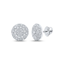 10k White Gold Womens Round Diamond Circle Earrings 3/8 Cttw