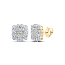 10k Yellow Gold Womens Round Diamond Square Earrings 1/2 Cttw