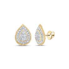  10k Yellow Gold Womens Round Diamond Drop Cluster Earrings 1/2 Cttw