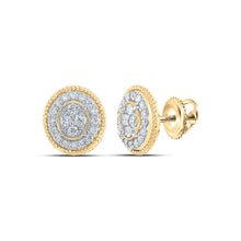  10k Yellow Gold Womens Round Diamond Oval Cluster Earrings 1/2 Cttw