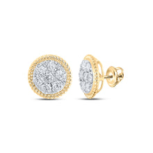  10k Yellow Gold Womens Round Diamond Cluster Earrings 1 Cttw