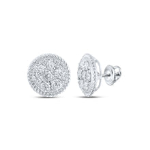  10k White Gold Womens Round Diamond Cluster Earrings 1 Cttw