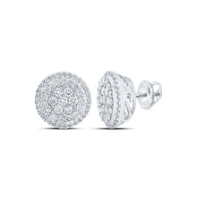  10k White Gold Womens Round Diamond Cluster Earrings 1 Cttw