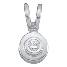  10k White Gold Womens Round Diamond Solitaire Circle Pendant .03 Cttw