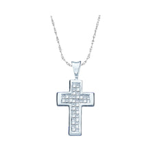  14k White Gold Womens Princess Diamond Cross Pendant 1/4 Cttw