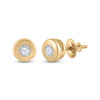14k Yellow Gold Womens Round Diamond Solitaire Earrings 1/10 Cttw