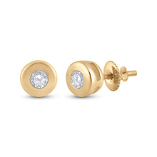  14k Yellow Gold Womens Round Diamond Solitaire Earrings 1/10 Cttw