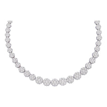  14k White Gold Womens Round Diamond Cocktail Flower Cluster Necklace 14 Cttw