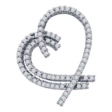  14k White Gold Womens Round Diamond Heart Outline Pendant 3/4 Cttw