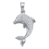 14k White Gold Womens Round Diamond Dolphin Fish Animal Pendant 1/10 Cttw