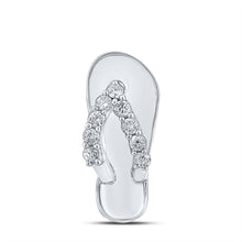  14k White Gold Womens Round Diamond Sandal Beach Shoe Pendant 1/6 Cttw