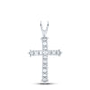 10k White Gold Womens Round Diamond Cross Pendant 1/4 Cttw