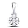 14k White Gold Womens Round Diamond Flower Cluster Pendant 1/4 Cttw